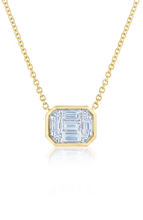 Bezel Diamond Pendant Necklace