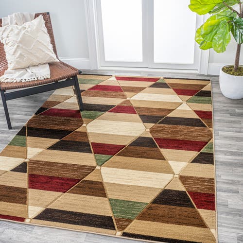 Jonathan Y Kehoe Retro Diamonds Geometric Area Rug In Red/brown/cream