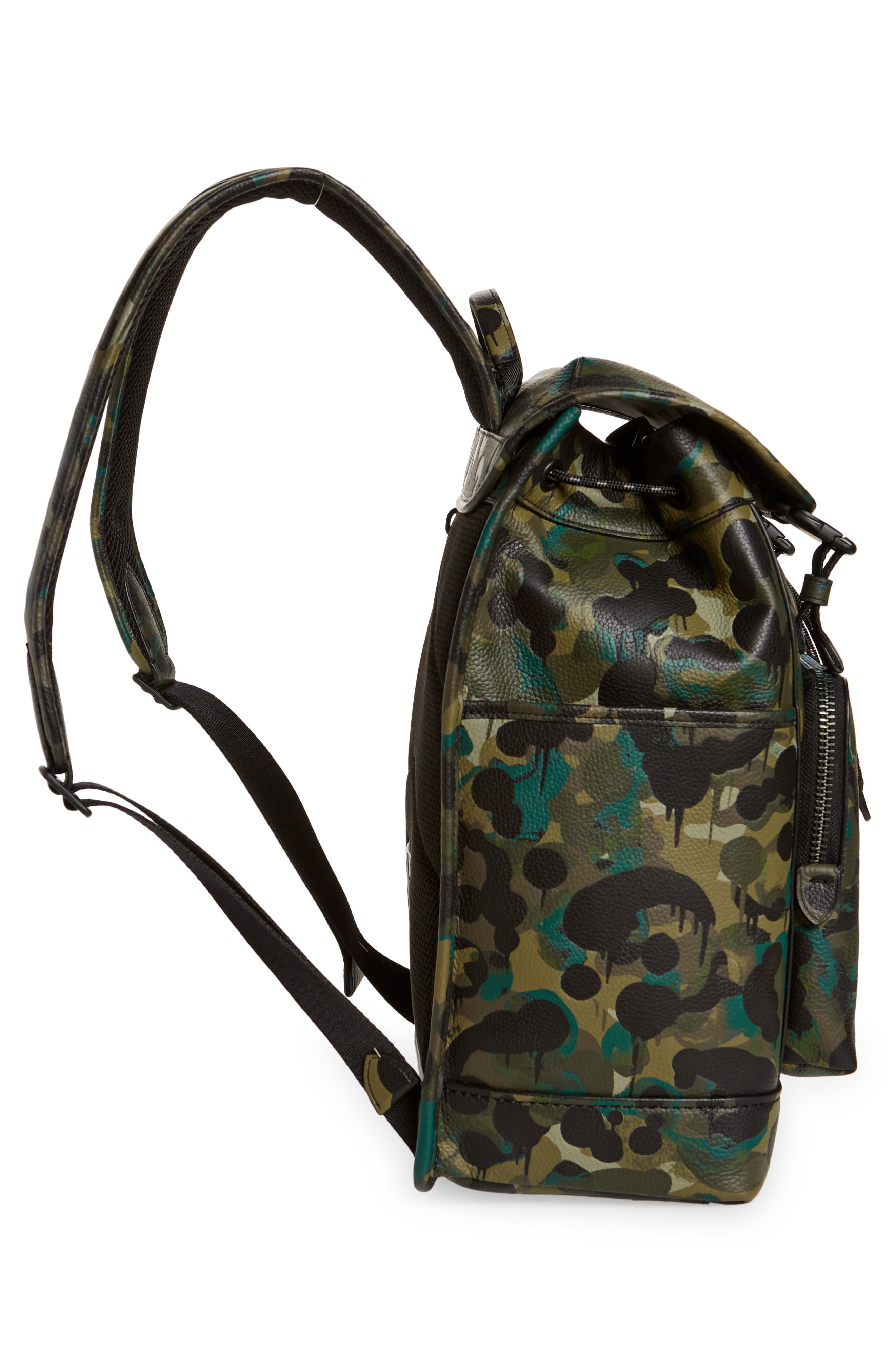 COACH League Camo Print Leather Backpack, Alternate, color, 