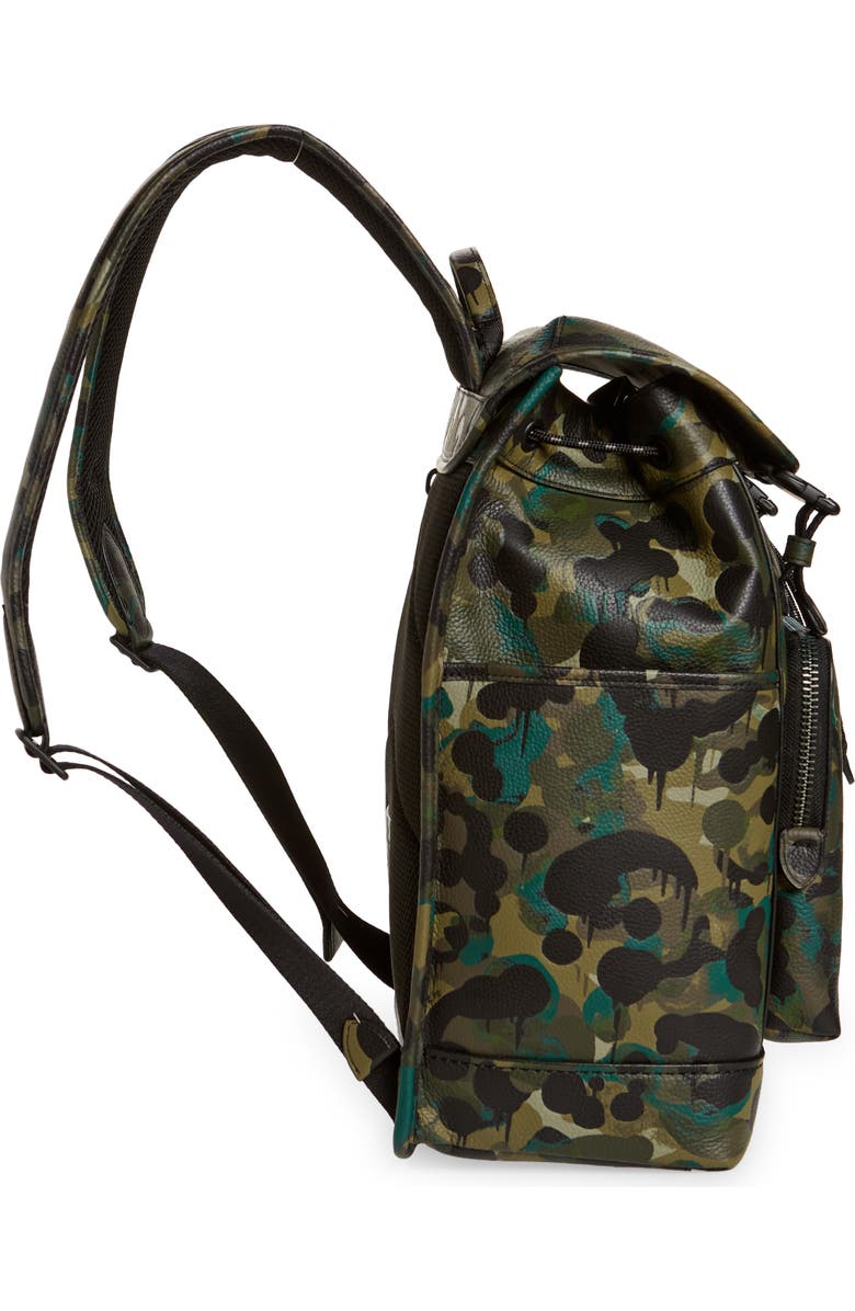 COACH League Camo Print Leather Backpack, Alternate, color,