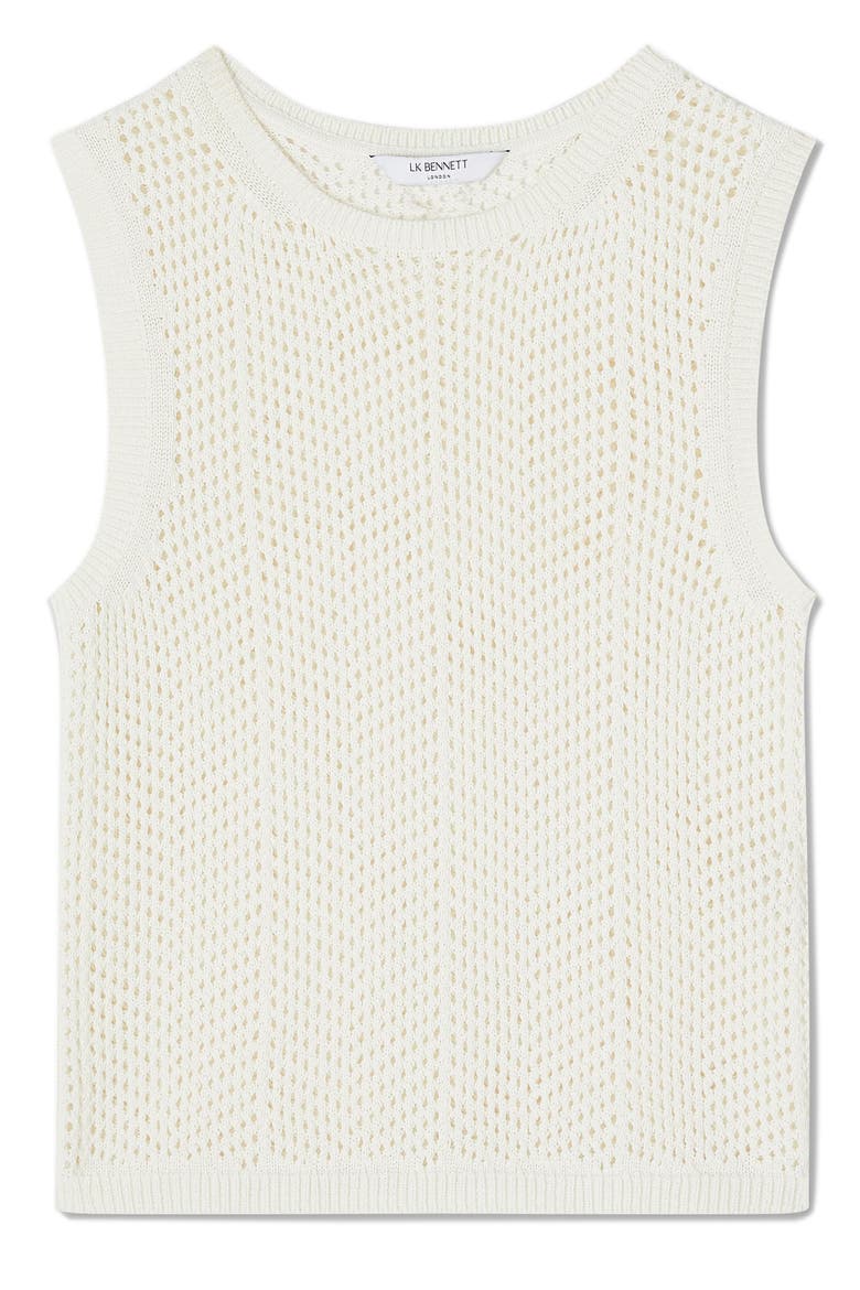 Ava Open Stitch Sleeveless Cotton Blend Sweater, Alternate, color, WHITE