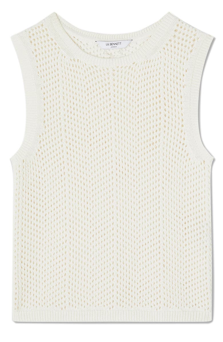 LK Bennett Ava Open Stitch Sleeveless Cotton Blend Sweater, Alternate, color, White