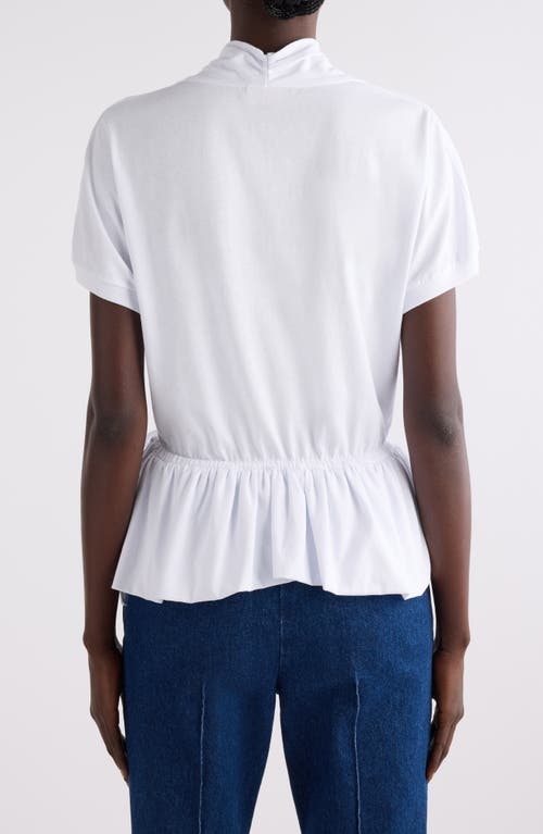 Dries Van Noten Wrap Front Cotton Knit Peplum Top In White