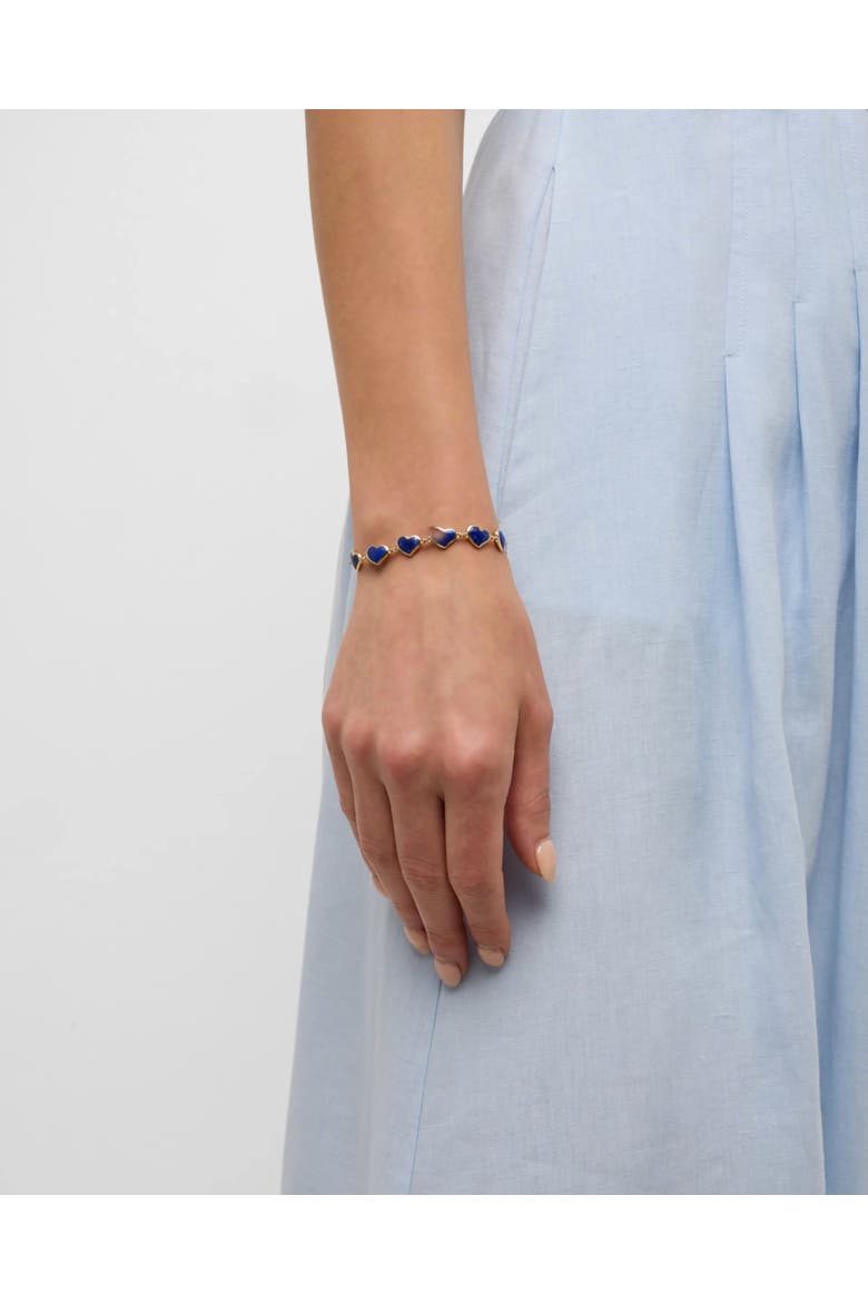 All Around Heart Bracelet Set In 18K Gold Overlay Sterling Silver, Alternate, color, BLUE
