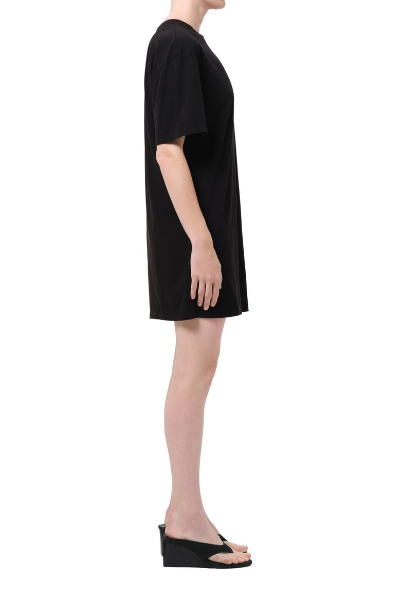 Roma Asymmetric Sleeve Organic Cotton Dress, Alternate, color, BLACK