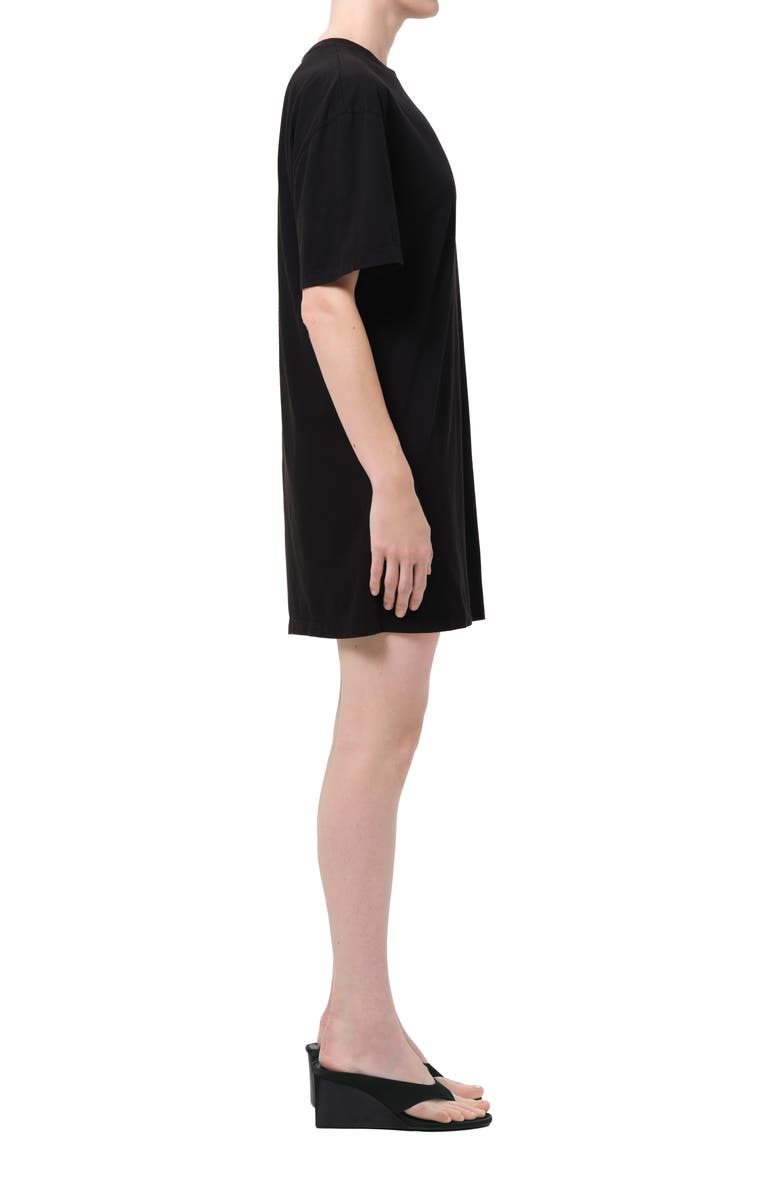 AGOLDE Roma Asymmetric Sleeve Organic Cotton Dress, Alternate, color, Black