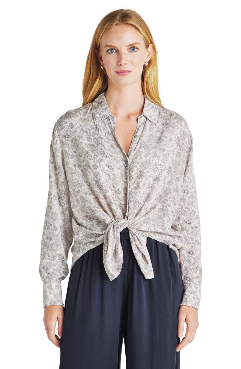 Splendid Mackenzie Paisley Print Blouse, Alternate, color, Moonstone Flrl