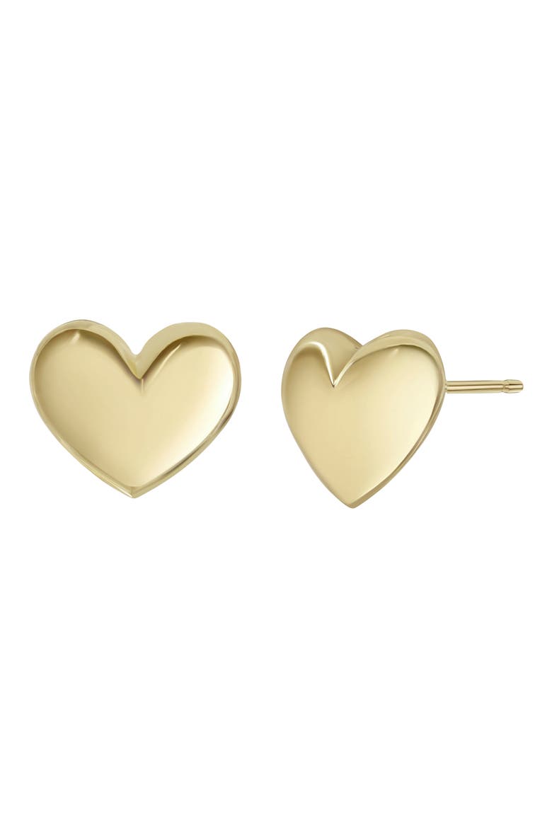 14K Gold Heart Stud Earrings, Main, color, 14K YELLOW GOLD