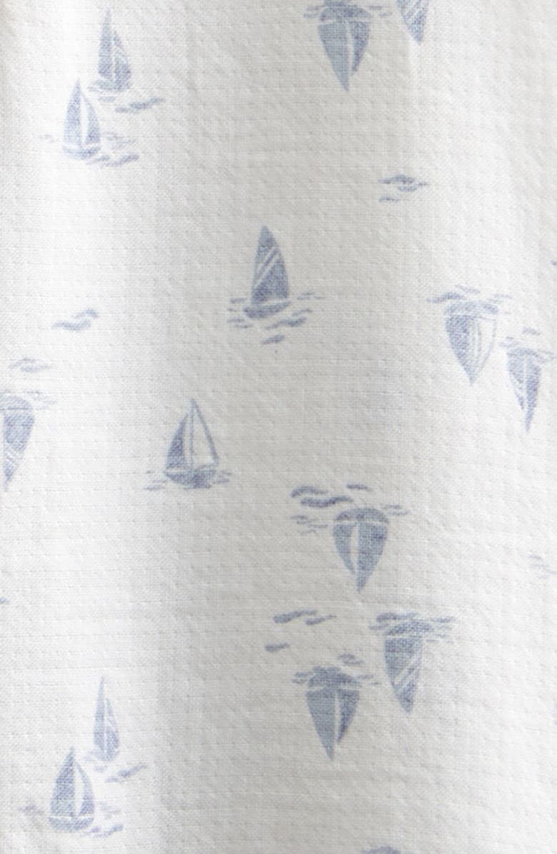 Nordstrom Print Cotton Henley Romper & Hat Set, Alternate, color, White- Blue Sailboats