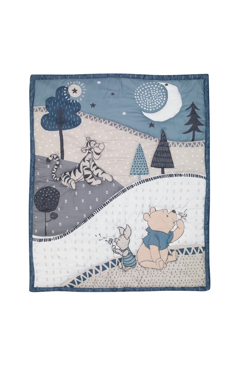 Lambs & Ivy Disney Baby Forever Pooh Bear 3-Piece Baby Crib Bedding Set, Alternate, color, Blue
