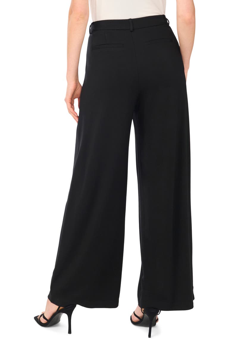 Pleated Wide Leg Ponte Pants, Alternate, color, RICH BLACK