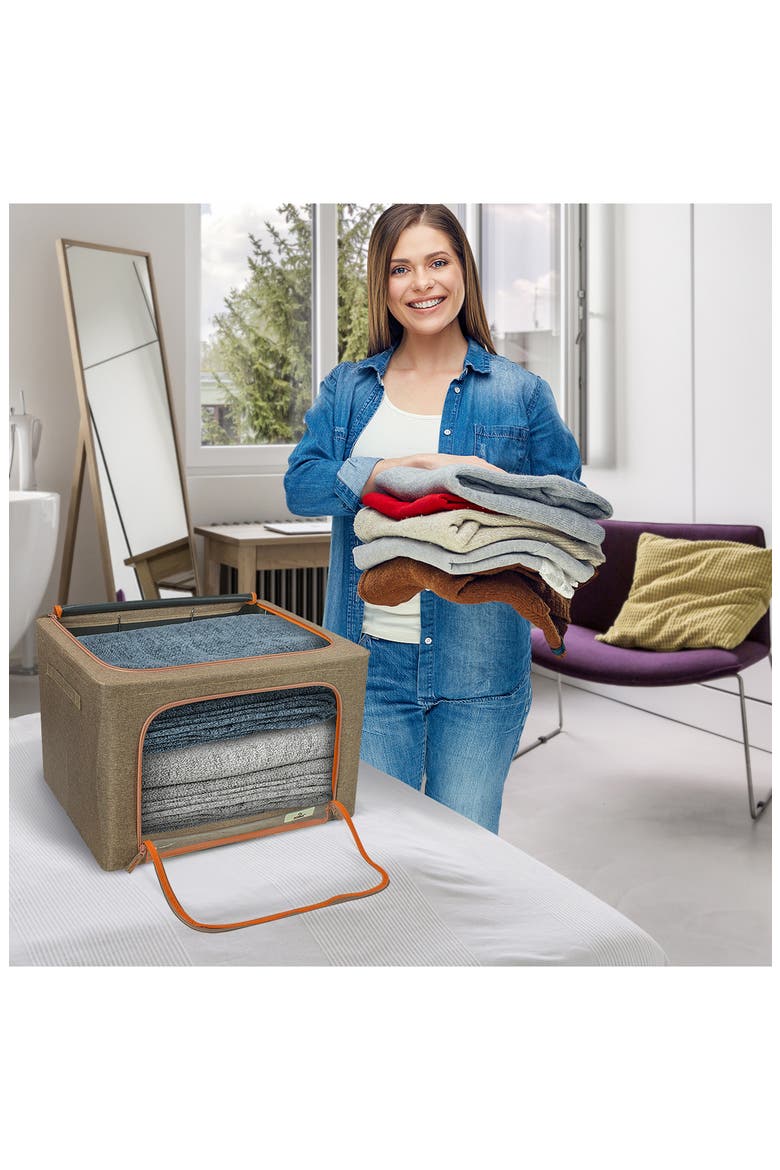 4-Pack Foldable Storage Boxes, Alternate, color, BROWN
