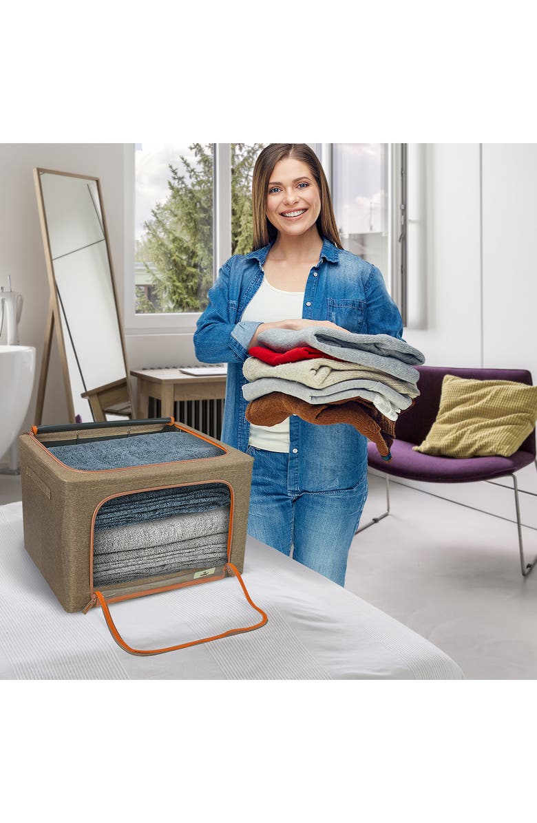 SORBUS 4-Pack Foldable Storage Boxes, Alternate, color, Brown