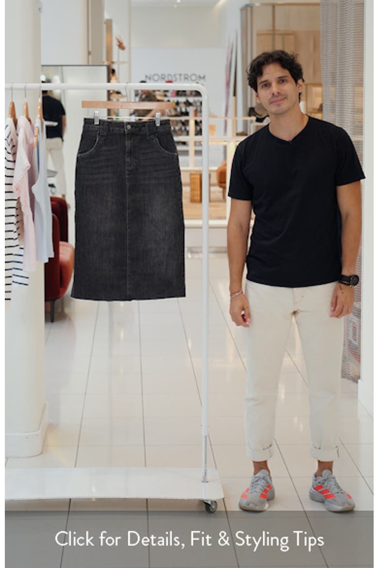 Adore Raw Hem Denim Midi Skirt video