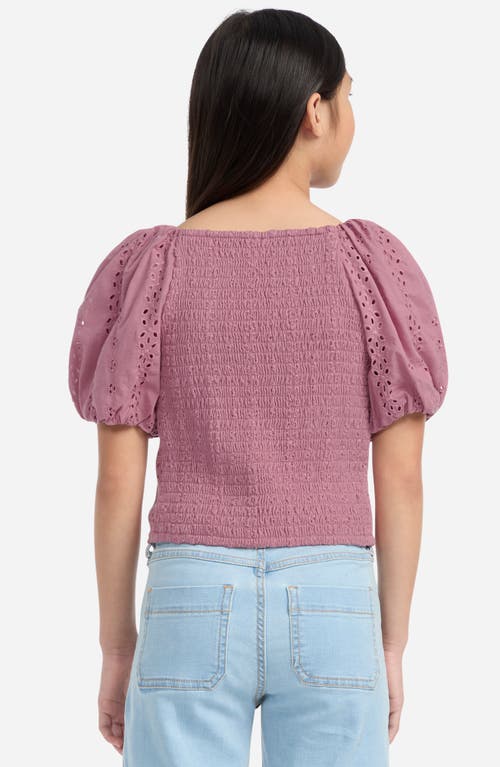 Abercrombie Kids Kids' Eyelet Puff Sleeve Cotton Top In Pink
