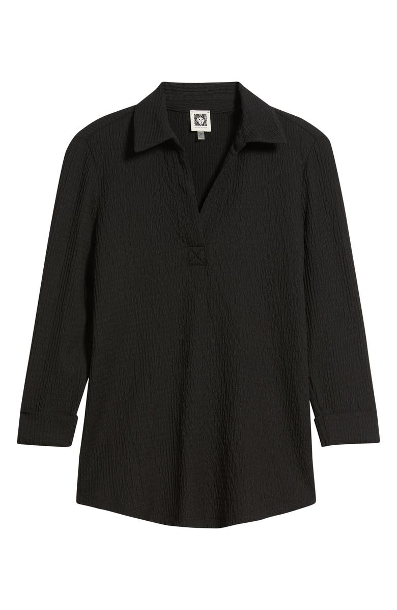 AK ANNE KLEIN Textured Ridge Knit Popover Top, Alternate, color, Anne Black