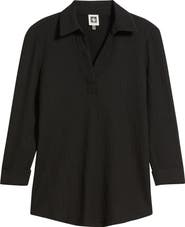 AK ANNE KLEIN Textured Ridge Knit Popover Top