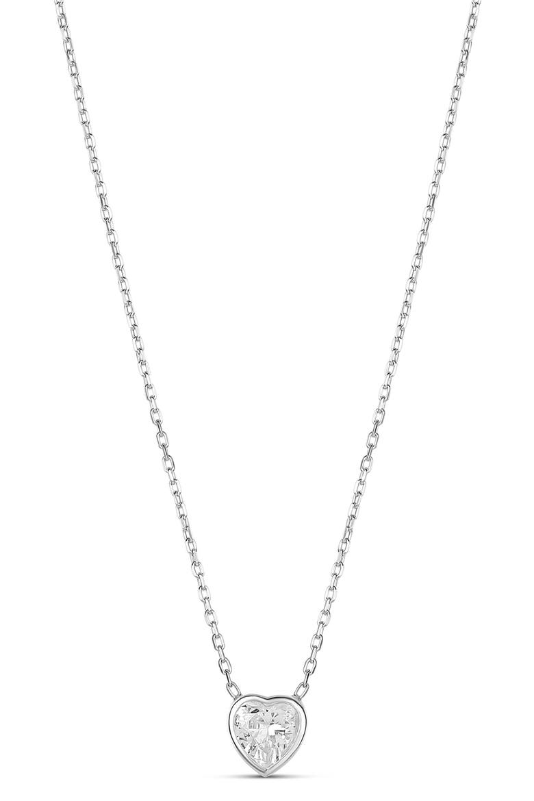 Mini Heart Bezel Pendant Necklace, Main, color, SILVER/ WHITE/HEART