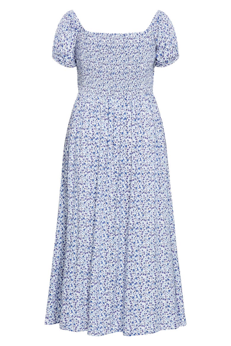 Abbie Floral Print Midi Dress, Alternate, color, AZURE FLORAL