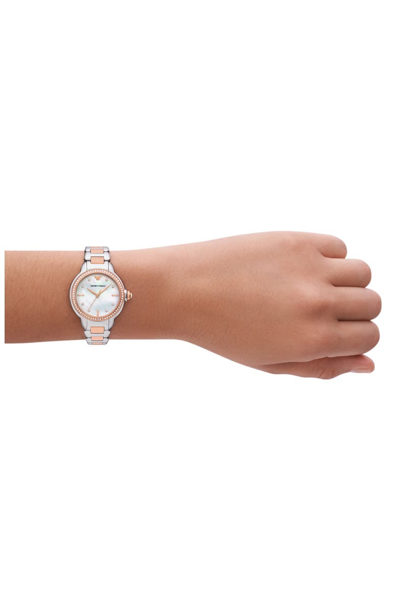 Three-Hand Two-Tone Bracelet Watch, Alternate, color, SILVER