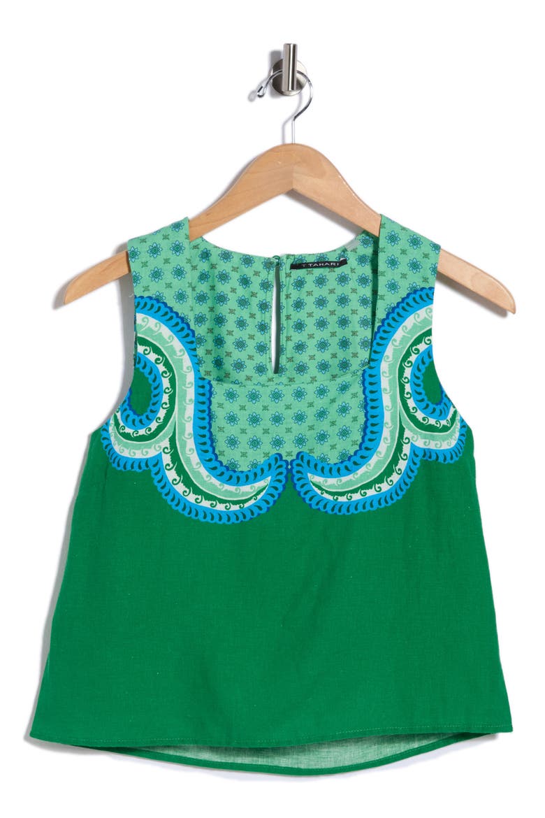 Linen Blend Print Top, Alternate, color, JUNGLE PAISLEY PRINT