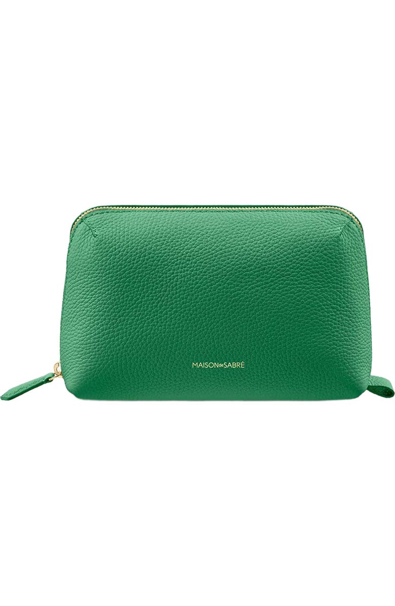 MAISON de SABRÉ Leather Tech Pouch, Main, color, Emerald Green
