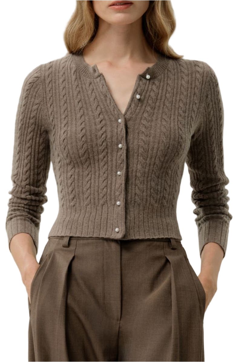 Lilysilk X LYDIA MILLEN The Hawthorn Cardigan, Main, color, Truffle