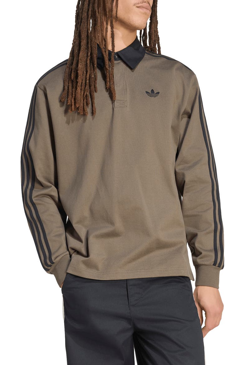 3-Stripes Cotton Rugby Polo, Main, color, BRANCH