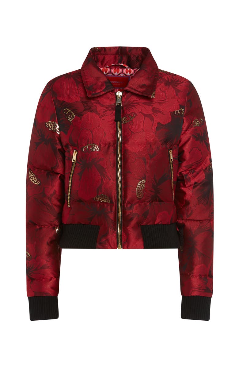 La DoubleJ La Comasca Puffer Bomber, Alternate, color, Jacquard Ruby Red