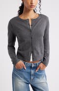 BP. Crewneck Cotton Blend Cardigan