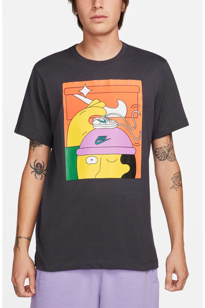 Pack 4 Cotton Graphic T-Shirt, Main, color, ANTHRACITE