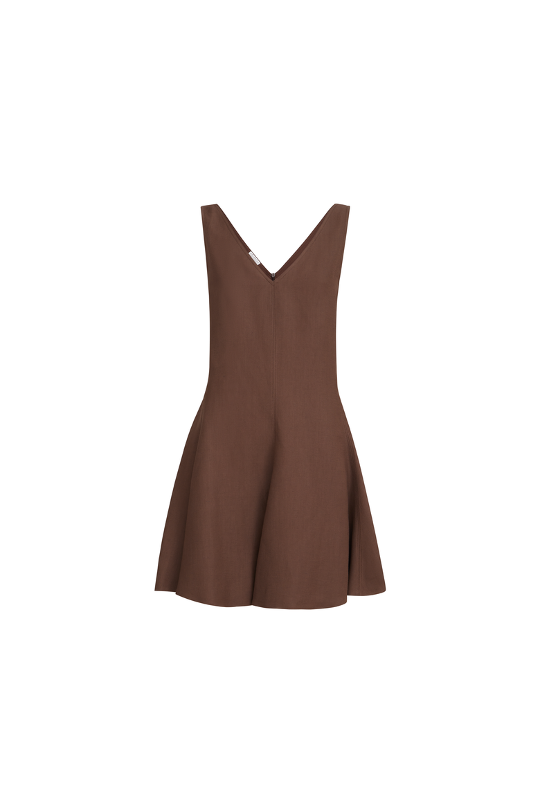 Fluid twill mini dress, Alternate, color, Cocoa