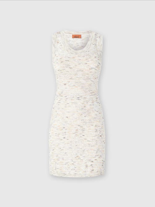 Missoni Slub-knit Mini Dress In White & Beige