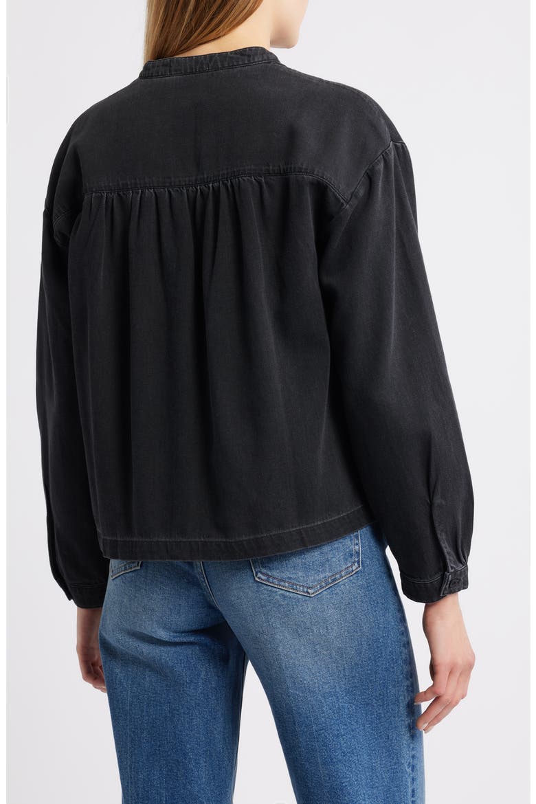 Shirred Cotton-Blend Denim Top, Alternate, color, NOCTURNE NIGHT WASH