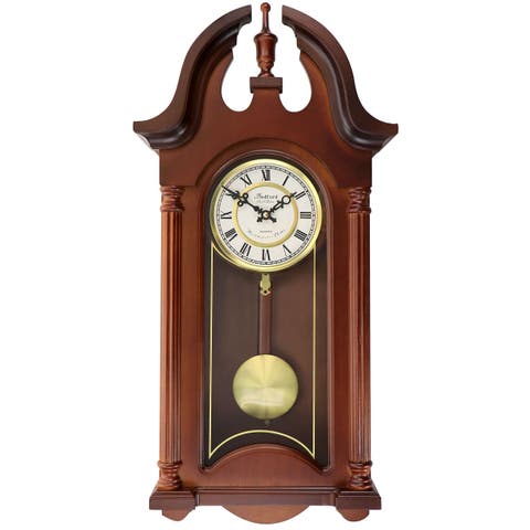 Delphine 27in Mahogany Chiming Pendulum Wall Clock