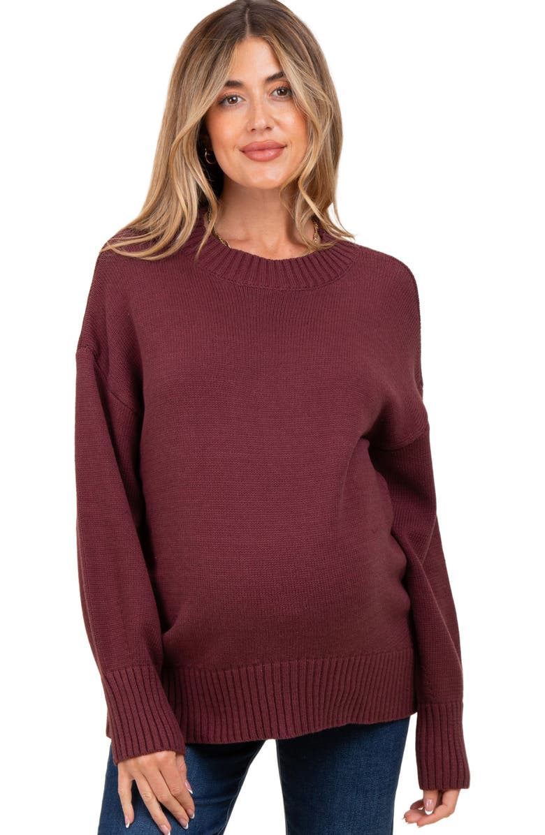 PinkBlush Drop Shoulder Oversized Sweater, Main, color, Burgundy
