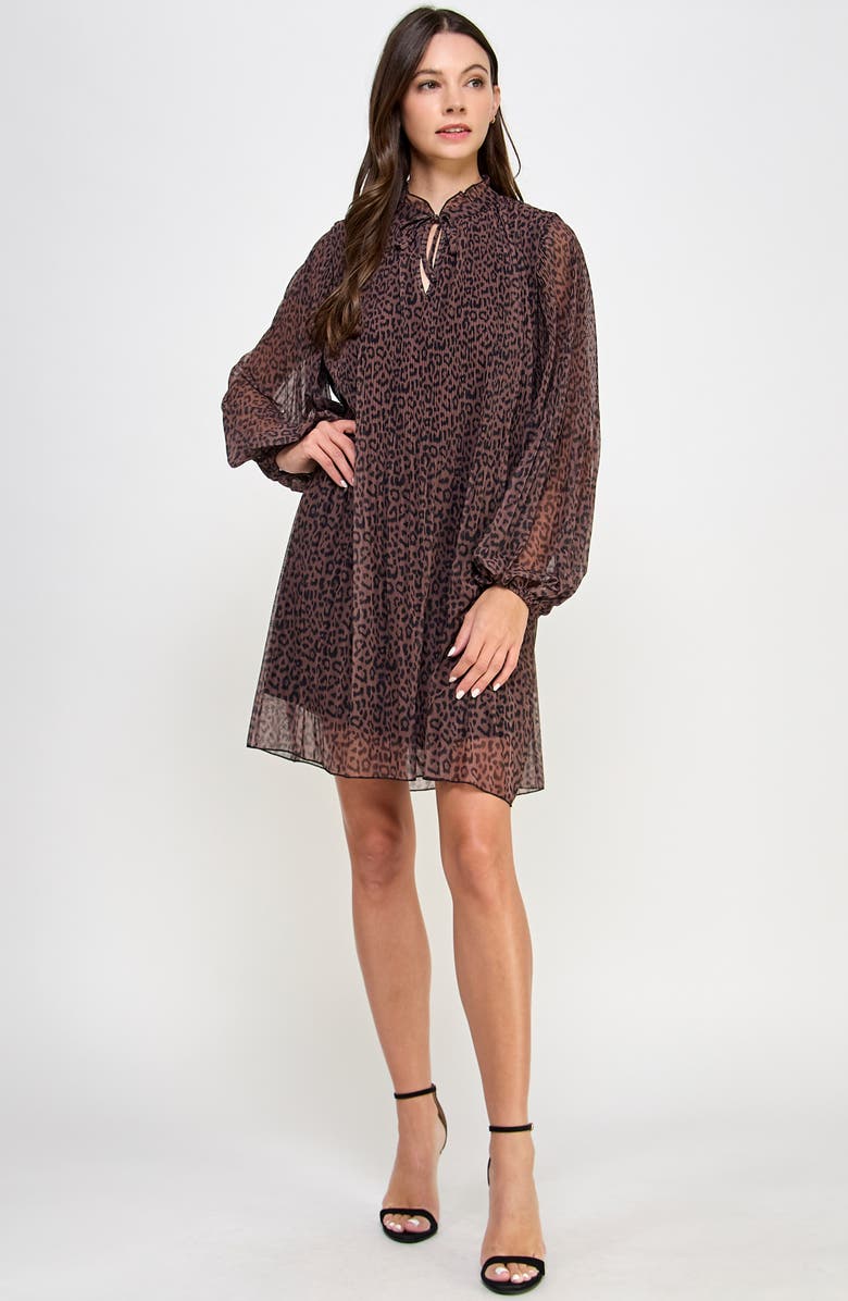 KOKO + MASON Animal Print Long Sleeve Dress, Alternate, color, 