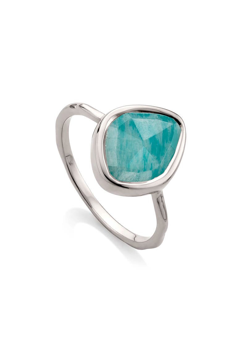 Siren Stacking Ring , Main, color, SILVER/ AMAZONITE