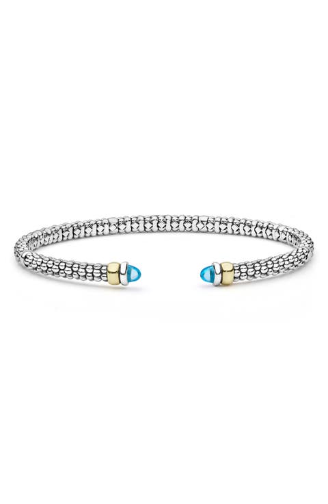 Caviar 14k Gold & Sterling Silver Peridot Bracelet