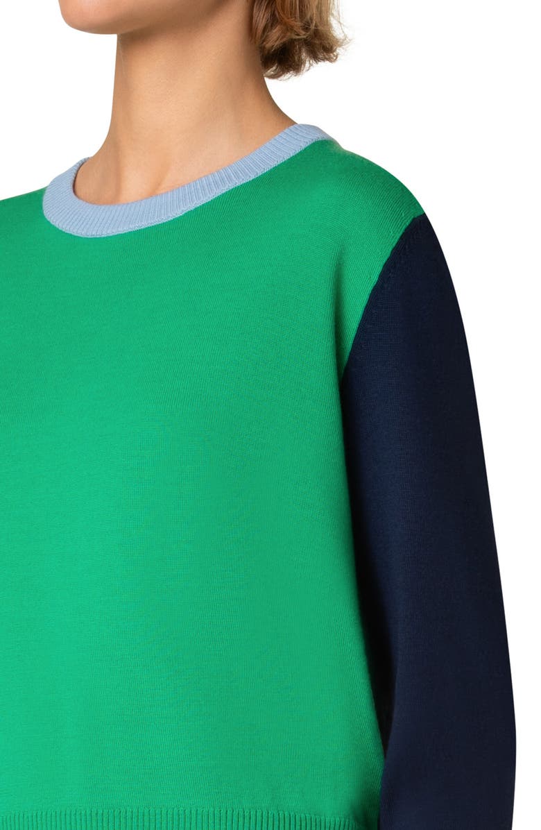 Akris punto Colorblock Virgin Merino Wool Sweater, Alternate, color, 