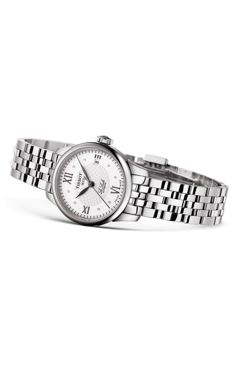 Tissot Le Locle Automatic Lady Diamond Dial Bracelet Watch, 25mm, Alternate, color, 