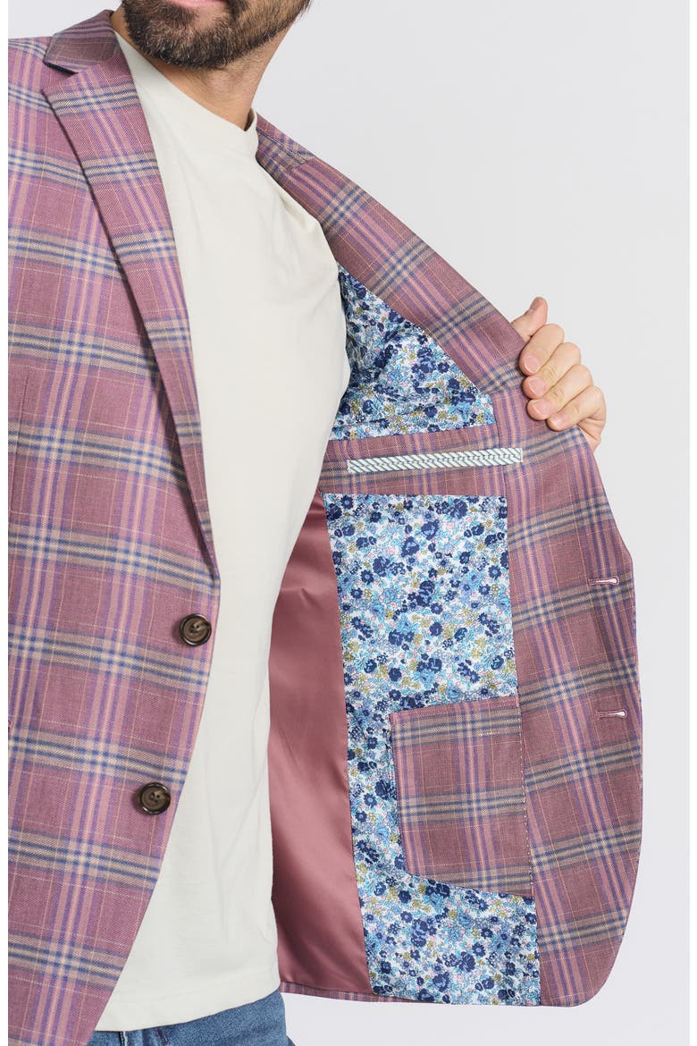 Plaid Wool Blend Sport Coat, Alternate, color, ROSE