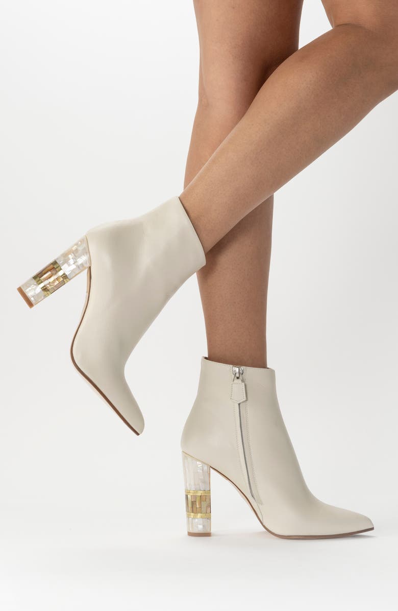 Freya Rose Jasmine White Pearl Heel Ankle Boot, Alternate, color, White