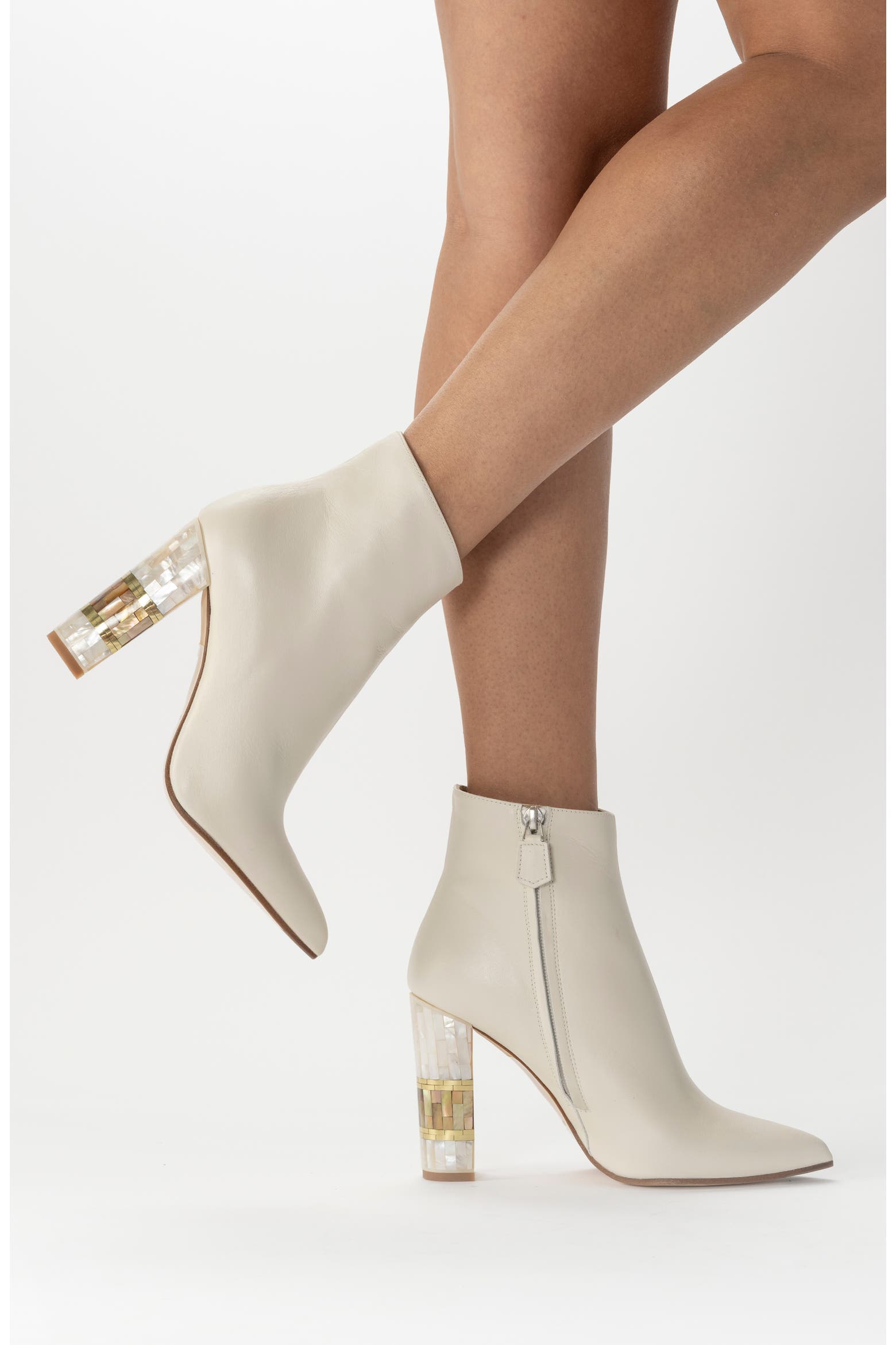 Off White Color Roses Freya Rose Jasmine White Pearl Heel Ankle Boot (Women) | Nordstrom