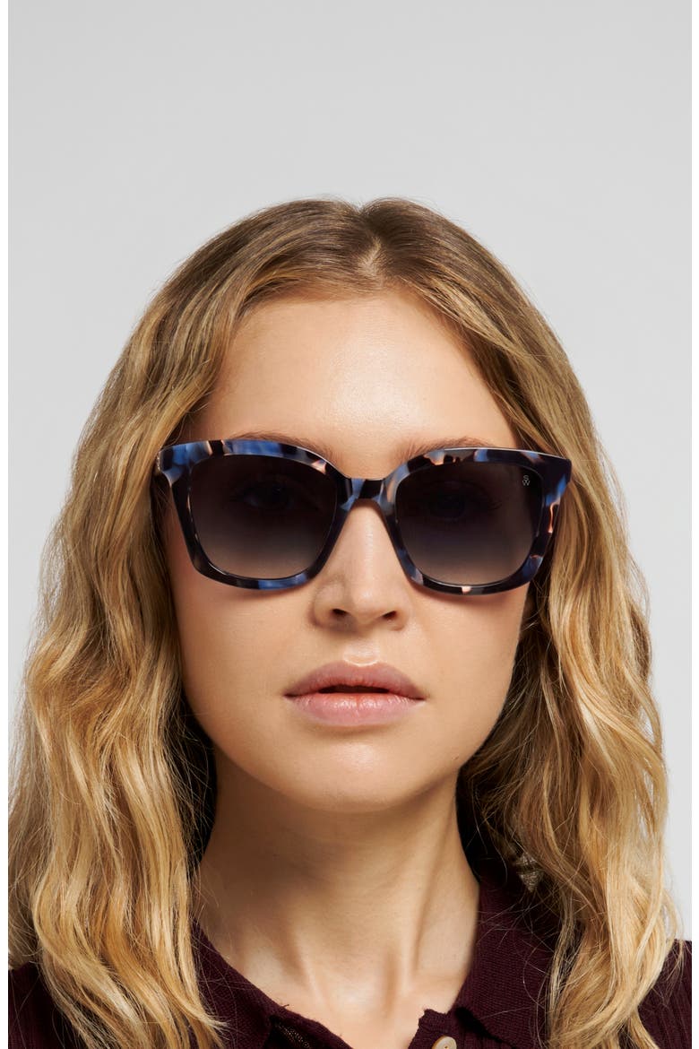 54mm Rectangular Sunglasses, Alternate, color, BLUE HAVANA/ DARK GREY SF