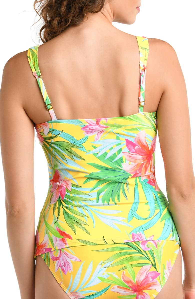 La Blanca Calypso Floral Tankini Top, Alternate, color, Yellow Multi