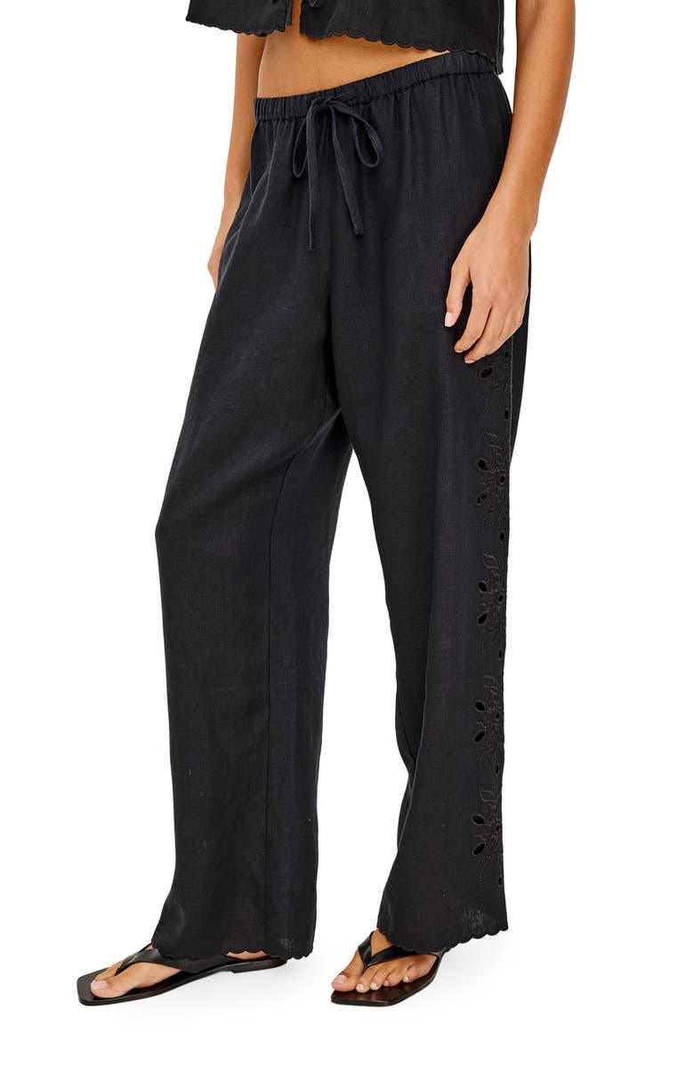 Rails Mirina Eyelet Linen Pants, Alternate, color, Black