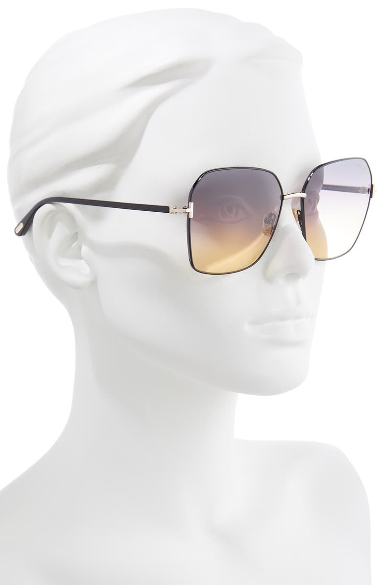 TOM FORD 62mm Claudia Square Sunglasses, Alternate, color, 