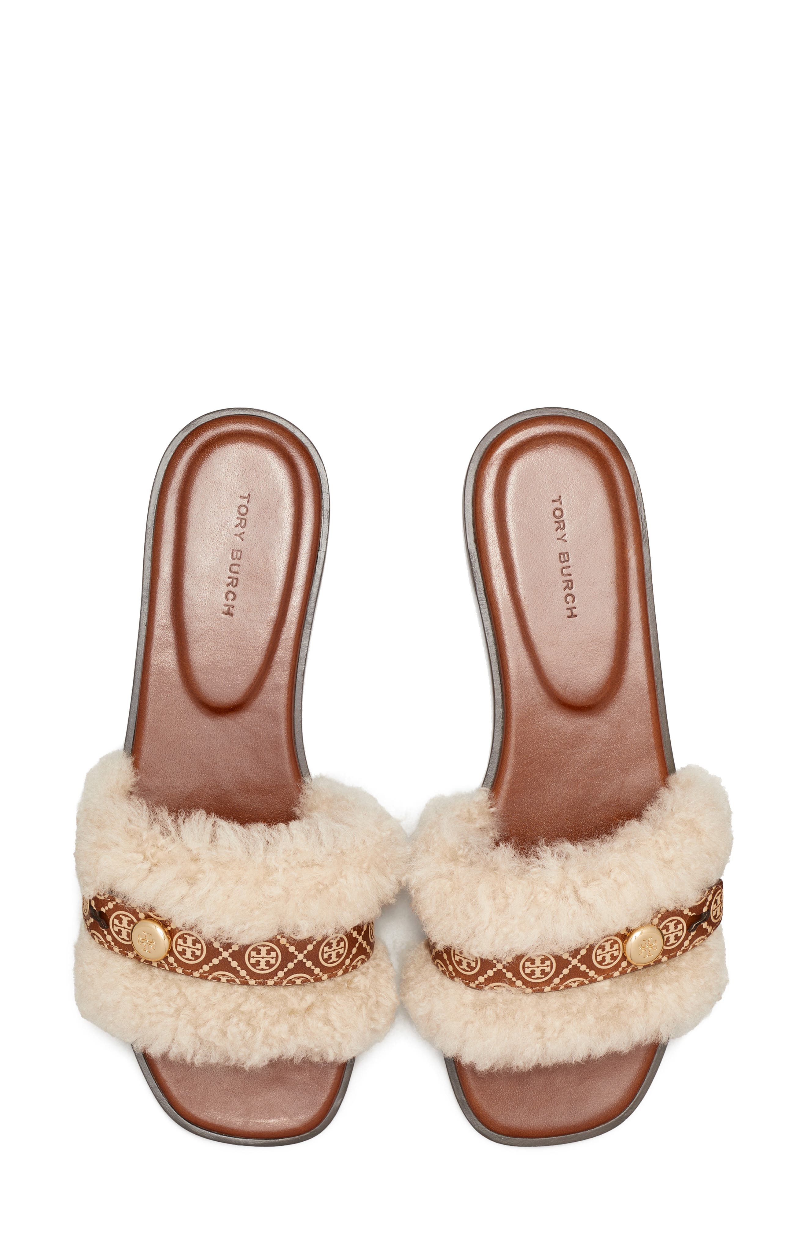 Romy Genuine Shearling Slide Sandal, Alternate, color, SWEET BROWN / TRUE NATURAL