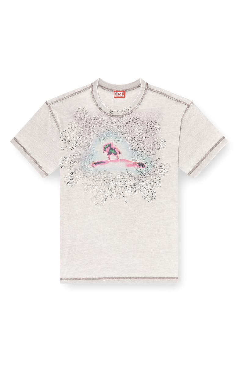 DIESEL<sup>®</sup> T-Norm Rhinestone Embellished Cotton Graphic T-Shirt, Alternate, color, Grey